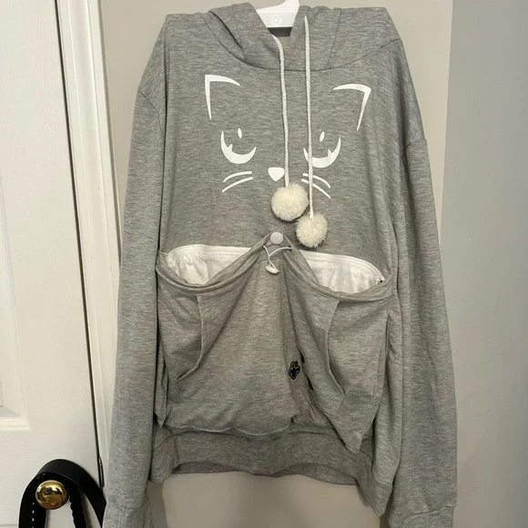 Gray Cat Carrier Hoodie