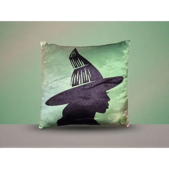 New WICKED Elphaba Shadow Wizard Of Oz Green Black Decorative Toss Pillow