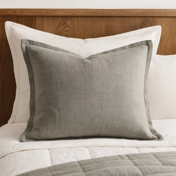 Pottery Barn Willow King Sham Single Cotton Linen Blend Pillow Cover Gray