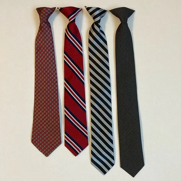Set of 4 boys clip-on ties