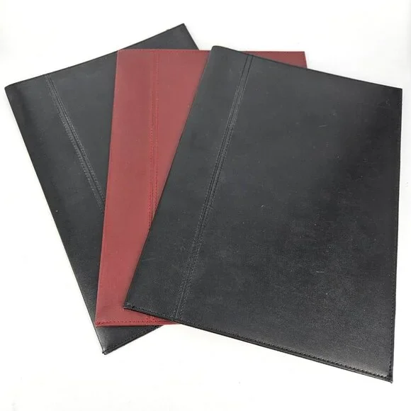 Infuse Faux Leather Folders Covers Lot Of 3 Black Red Insert Desk Organize Paper
