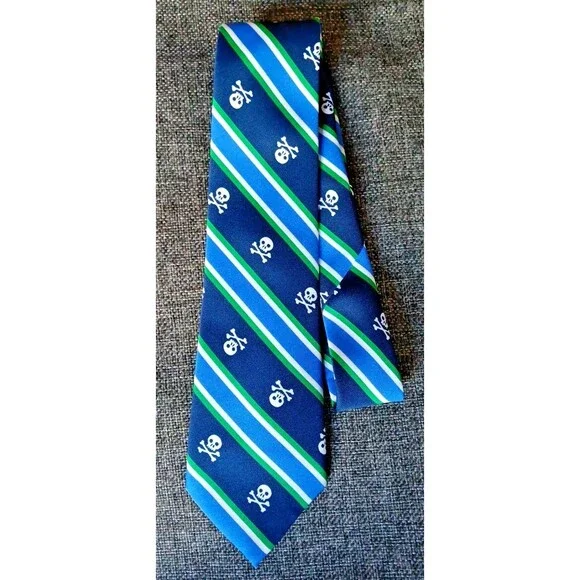 Tie Y2K Boys Gap Kids Blue Green Skulls 3 Wide 42 Long