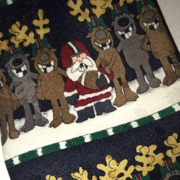 Boys Christmas funny comical tie Santa football missing teeth sports gag vintage