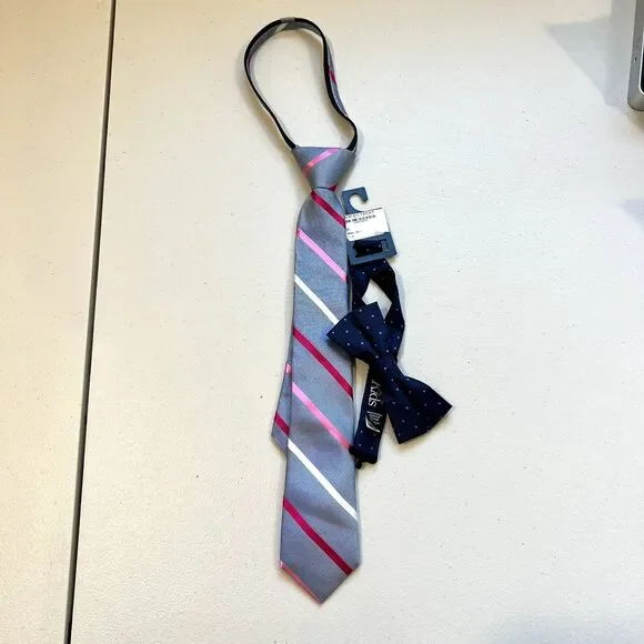 NWT Nordstrom Kids Silk Tie Bowtie Stripe Dots Boys
