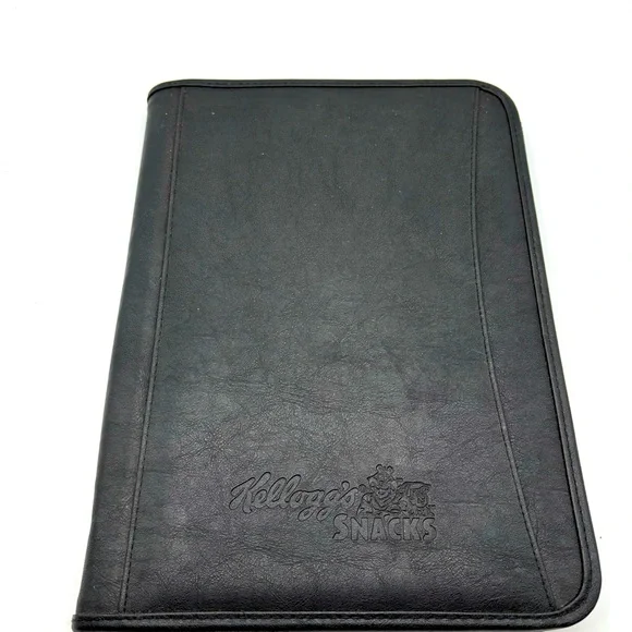 Vintage collectable Kellogg’s Snacks vegan leather portfolio,organizer, binder.