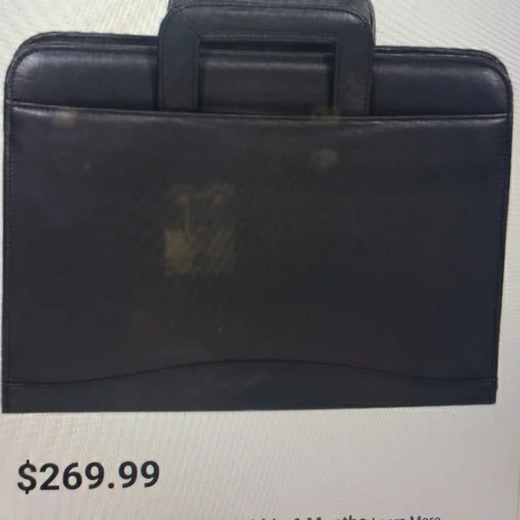 Scully leather travel zip binder, drop handles.