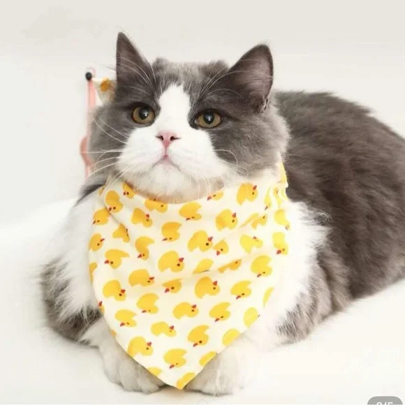 Yellow Duck Pattern Cat Bandana