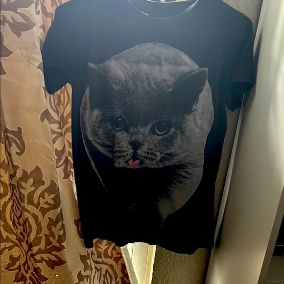 Black Cat Print T-Shirt