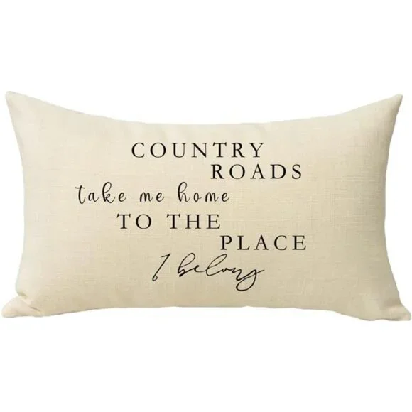 Country Roads Take Me Home Christmas Rectangle Decorative Throw Pillow