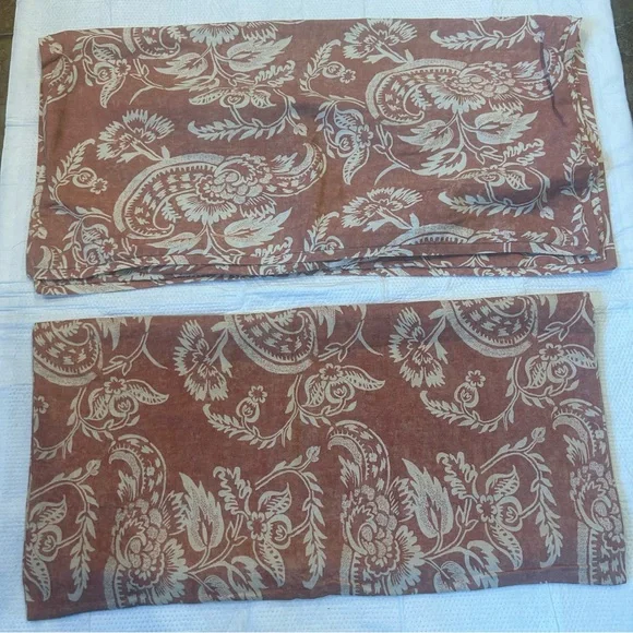Pottery Barn Floral Paisley Linen Cotton Pillow Shams King Set of 2 Cottage Core