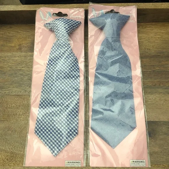 Kids Light Blue Patterned & Solid Pre-Tied Neckties - 2 Pack