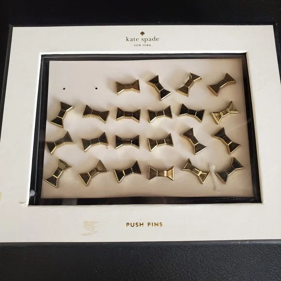 Kate Spade New‎ York Push Pins Set /22 Gold Classic Bow Design IOB