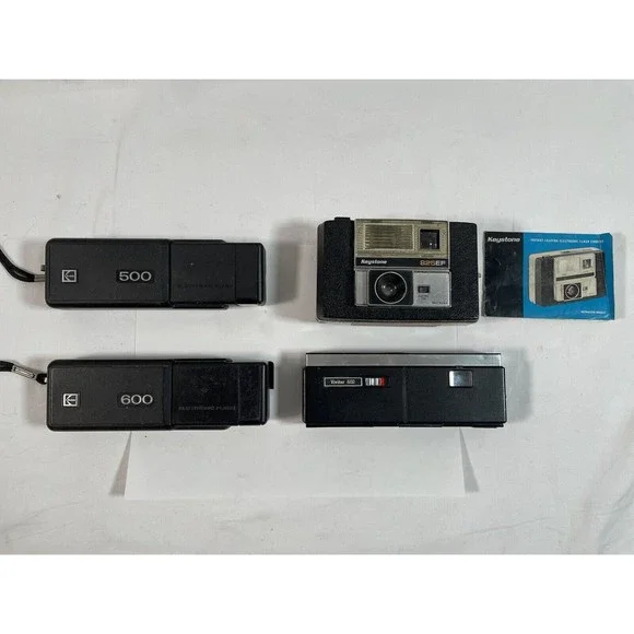 Lot of 4 Vintage Cameras Keystone Vivitar Kodak For Parts ONLY Display ONLY