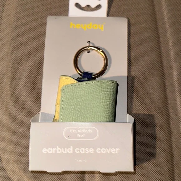 Heyday Apple AirPods Pro Leather Case with Clip - Green/Yellow/Blue
