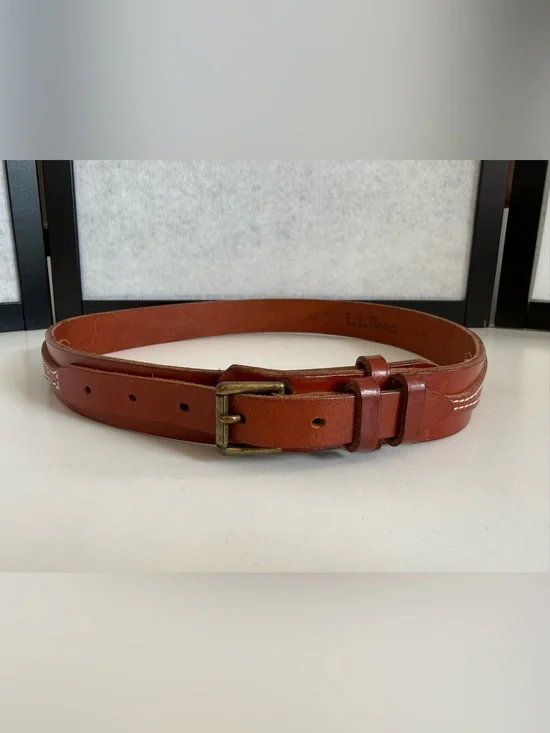 Vintage L.L.Bean Brown Leather Ranger Belt USA Made Size 30