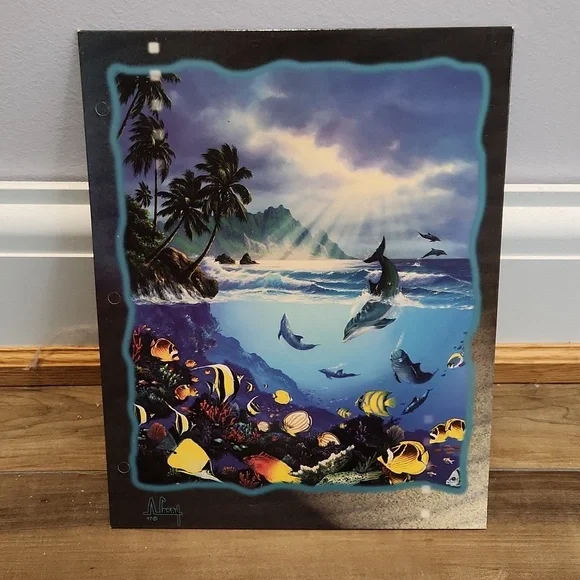 Anthony Casay ocean dolphin scene Stuart Hall folder unpunched from 1997