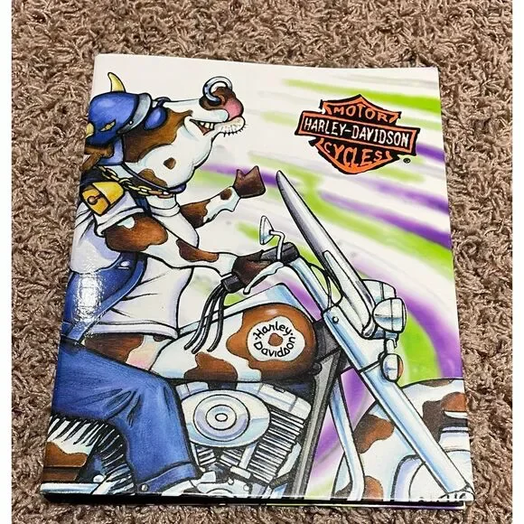 Harley Davidson 3-ring binder Vintage Motorcycle‎ Cow Graphic Organizer