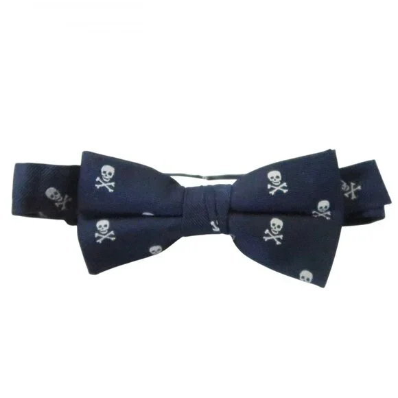 URBAN SUNDAY Boys Skull jacquard silk bow tie adjustable