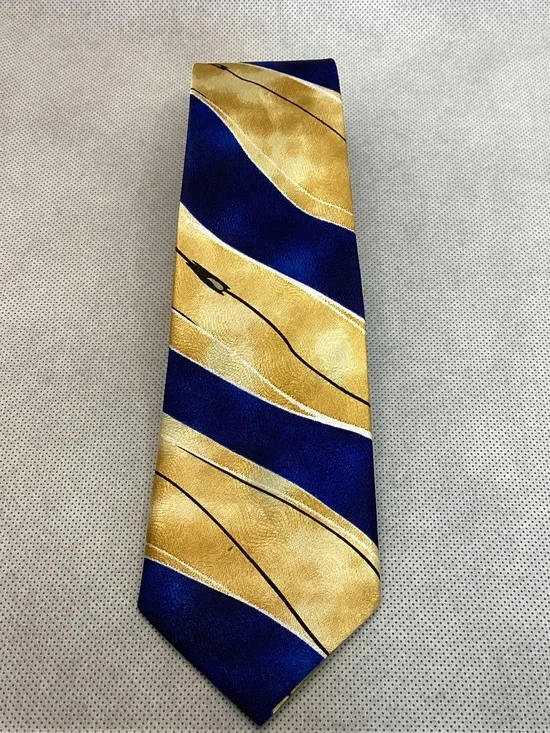 In Design Striped Blue & Gold Boys Clip-on Tie