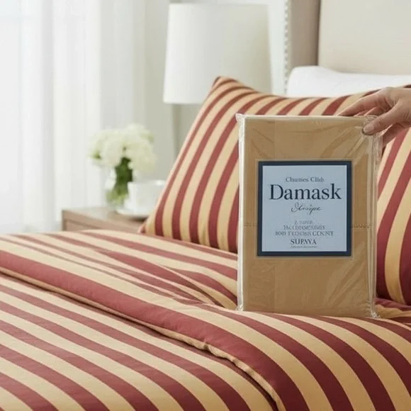 2 King Charter Club Damask Stripe Pillowcases 5550 Thread Count Supima Cotton
