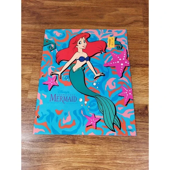 New Vintage Disney's The Little Mermaid Ariel 3 Ring Binder Folder‎ 90s
