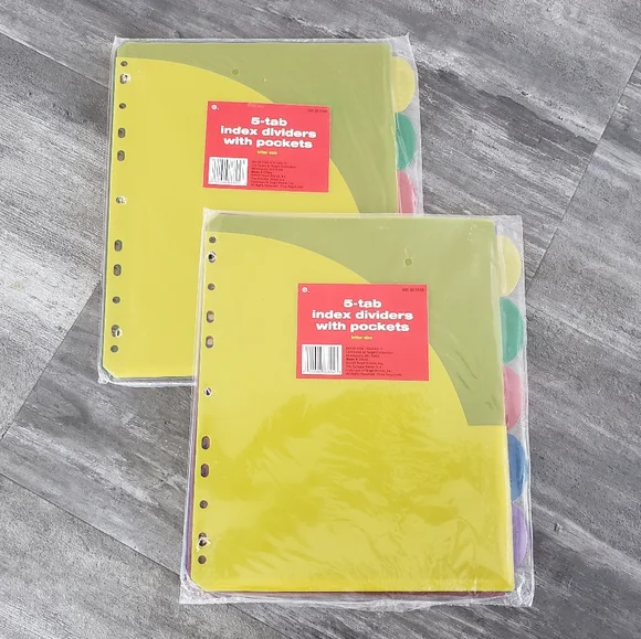 Multicolored 5-Tab Index Divider w/Pocket