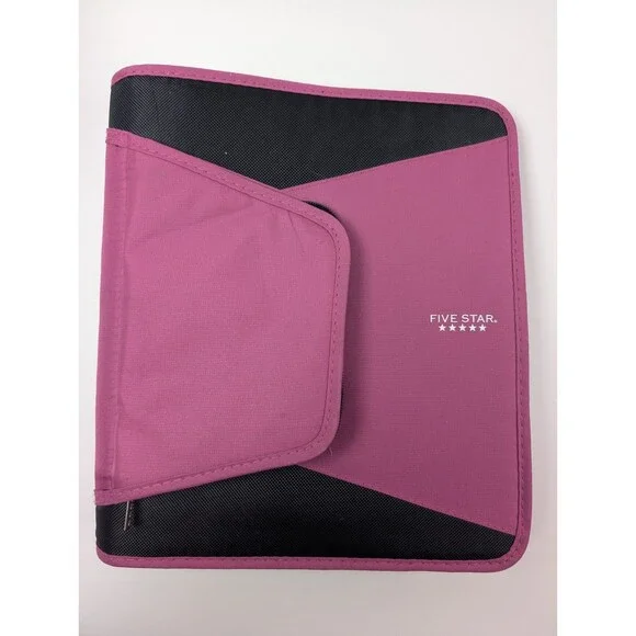 Trapper Keeper Styled Five Star Binder Pink Black 3 Ring Organizer Pencil Pouch