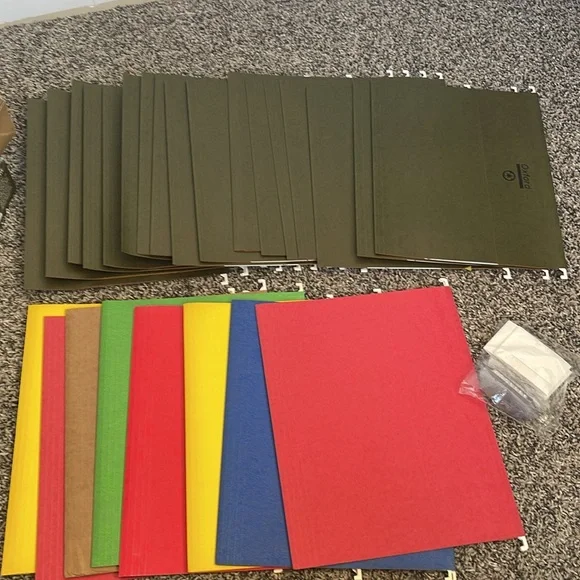 Hanging folders for file and cabinet, random box of 25 new and used
