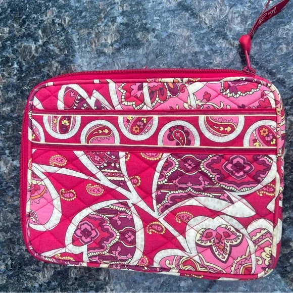 Vera Bradley zipped red tablet case in retired Rosie Posies Pretty pattern