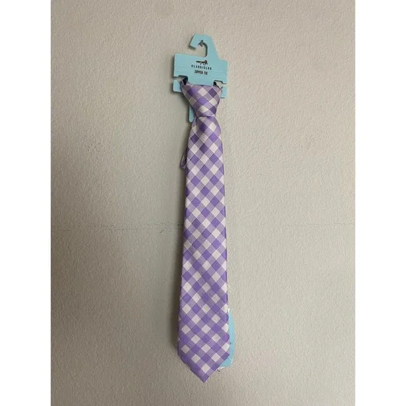 Class Club Purple Gingham Adjustable Boys Silk Tie