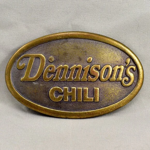 Vintage Belt Buckle Dennison's Chili Gold Color Retro Style‎ Gift