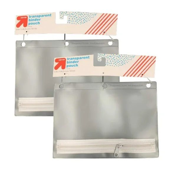 Up and Up Transparent Binder Pouch Clear 2pk