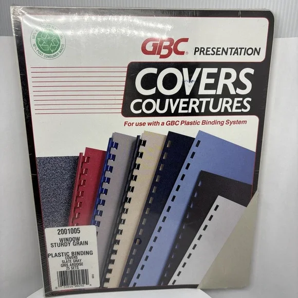 GBC Presentation Covers,‎ 2001005 Window Sturdy Grain, 25 Sets, Slate Gray