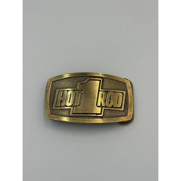 Vintage Hot Rod‎ 1 Belt Buckle Brass Tone Automotive Racing Retro Style Metal