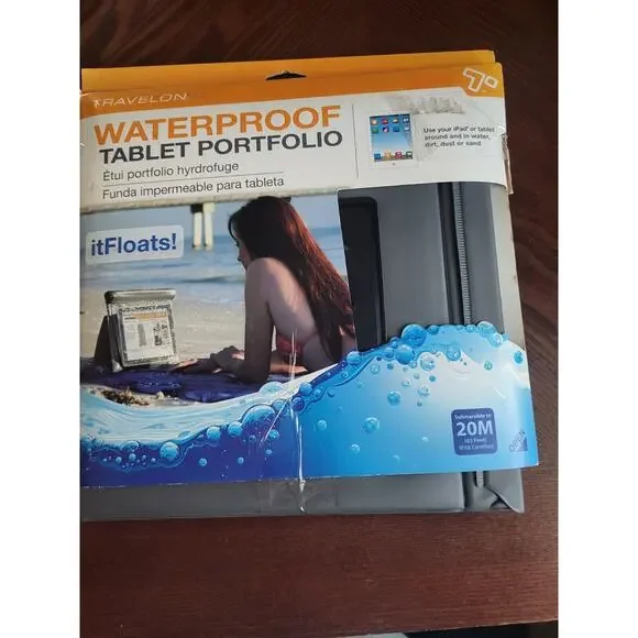 Travelon Waterproof Tablet Portfolio for iPad Tablet Protect Beach Pool Boat NEW