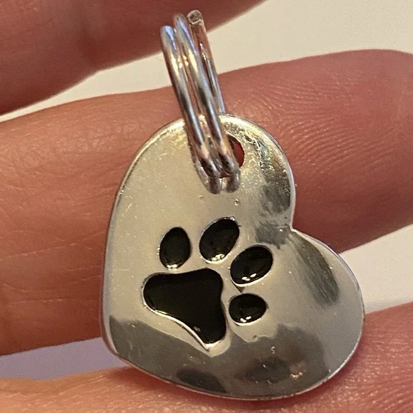 Paw Print Charm Or Pendant Heart Paws Cat Dog Pet Lover Gift Silvertone