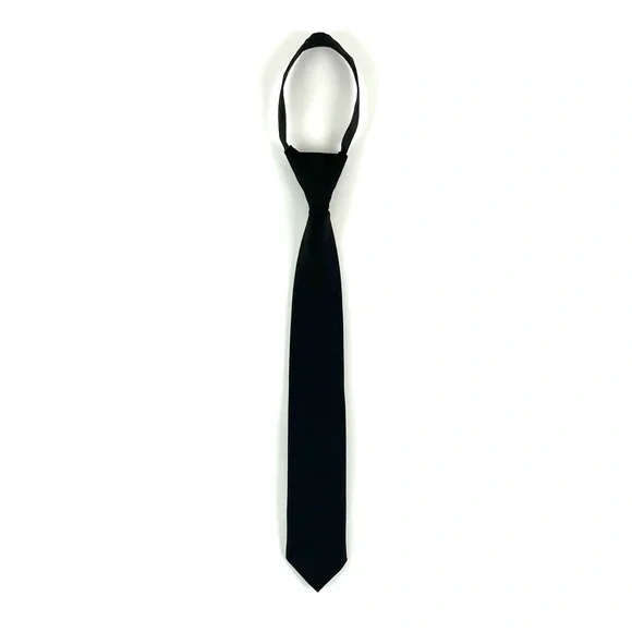 Lito Boy’s Pre-Tie Zipper Pull-On Black Tie