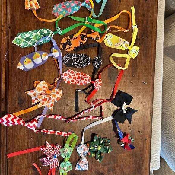 Bundle of handmade cat neckties and bows