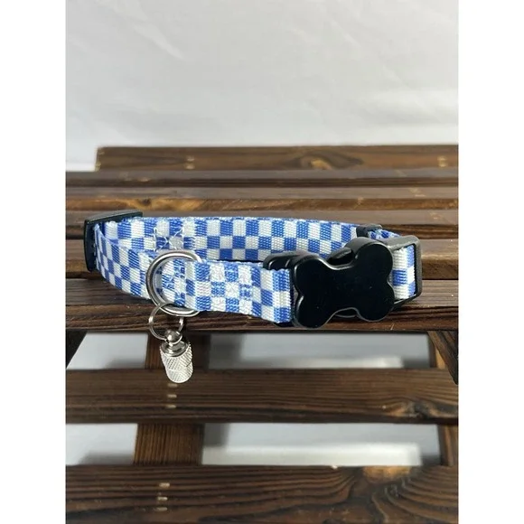 Plastic Clip Collar - Checker Blue /White‎ - 1/2