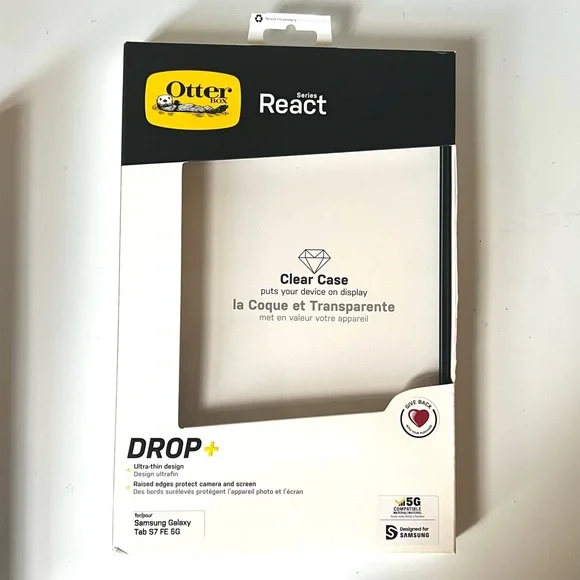 Otterbox React Ultra-Thin Case for the Samsung Galaxy Tab S7 FE 5G Clear / Black