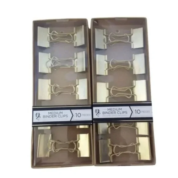HE Binder Clips Medium Gold-tone 20 Piece Hold Everything