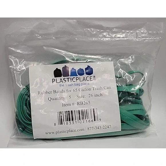 5 Pack Plasticplace Rubber Bands for 65 Gallon Trash Can 26