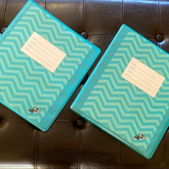 NWT Set of 2 Aqua Blue Yoobi Binders 1 Inch