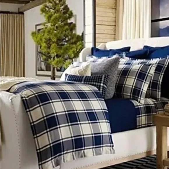 Ralph Lauren pair HARBOUR Blue plaid Euro Sham