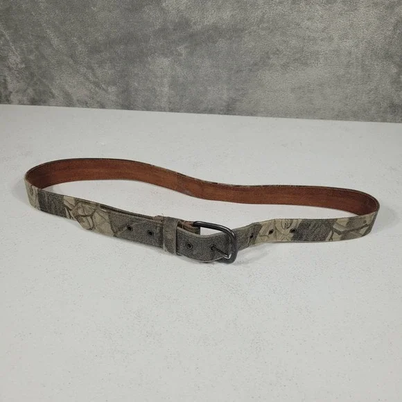 Realtree Belt Mens Size 38 Camo Canvas Leather Lined Outdoor Casual Grommet