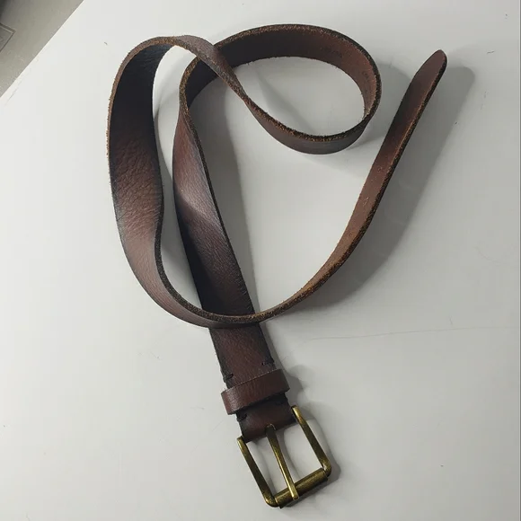Vintage Handmade Belt Italy Brass Buckle Leather Grunge Unisex Rodeo West 35
