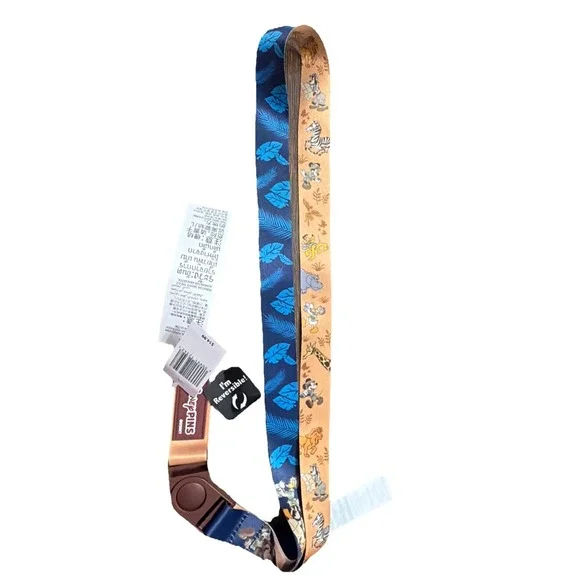 NWT Disney Parks Animal Kingdom Safari Lanyard Brown Trading Strap Reversible