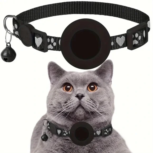 Reflective Collar For Cats With Bell and Silicone Holder For Tracker New