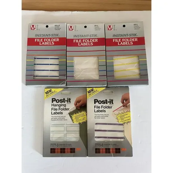lot of 5 packs file folder labels (2x 3m post it hanging and 3x instant sticks )
