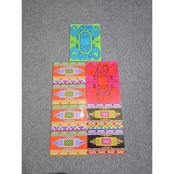 Lot Of 5 VTG Duo-tang Folders Retro Pattern/ Geometric Southwest Pattern